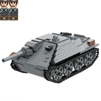 Военная модель ww2 Hetzer Jagdpanzer 38t Sd.Kfz. 138/2, Строительный Блок, Игрушки, Армейские Военные Кирпичи, 2 Фигурки Солдат, Подарок для детей