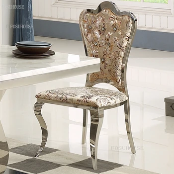 Простые современные обеденные стулья из нержавеющей стали, кухонная мебель, Европейская мода, Домашний гостиничный стул для столовой, Тканевая спинка, стул B